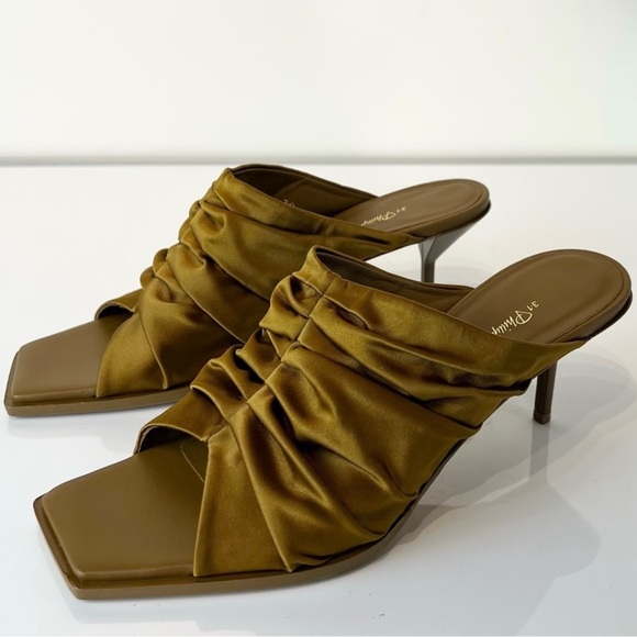 NEW 3.1 PHILLIP LIM OLIVE GREEN SATIN MULES - Picture 9 of 14